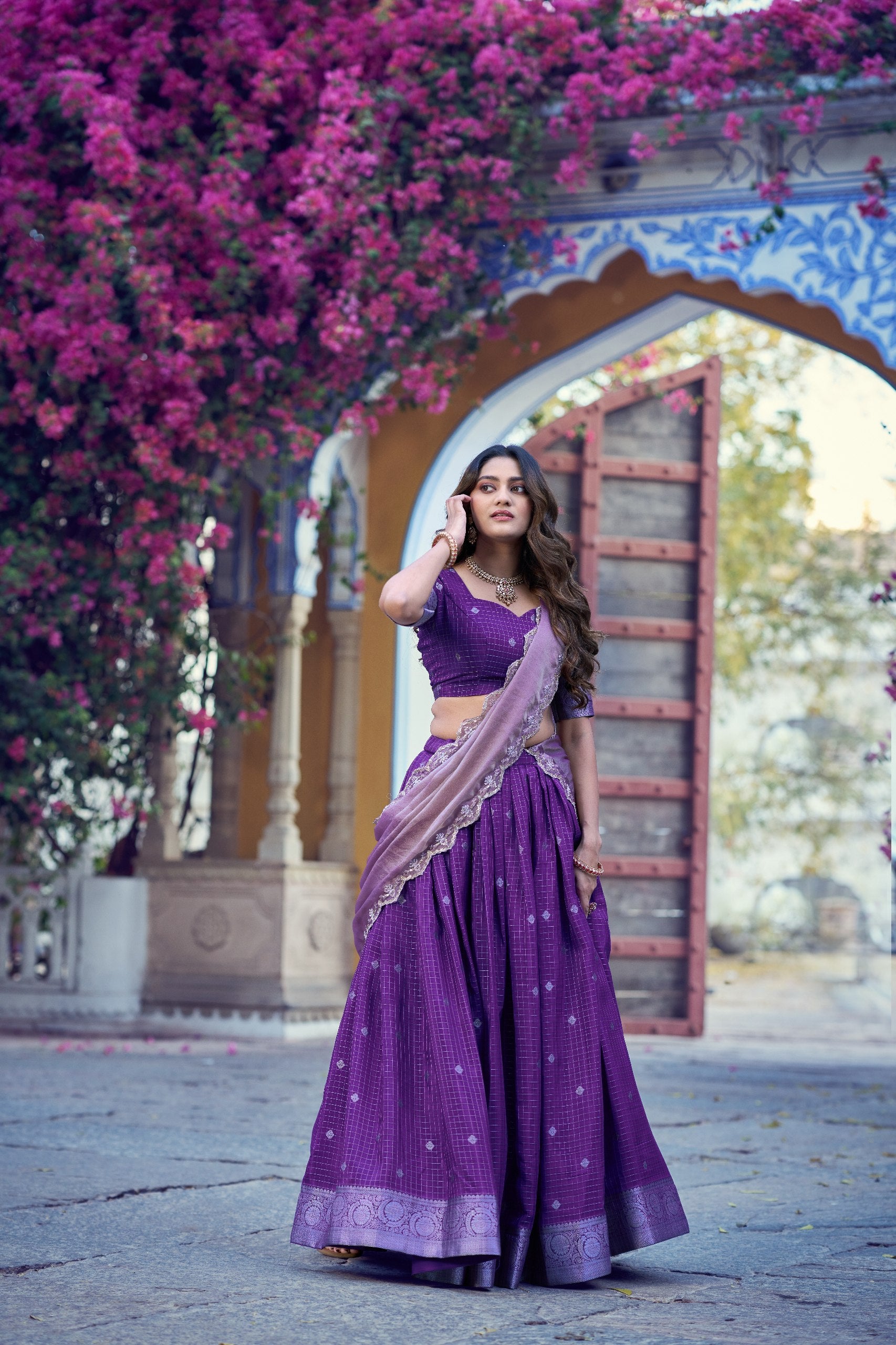 Shreevani Chinon Checks Lehenga Choli