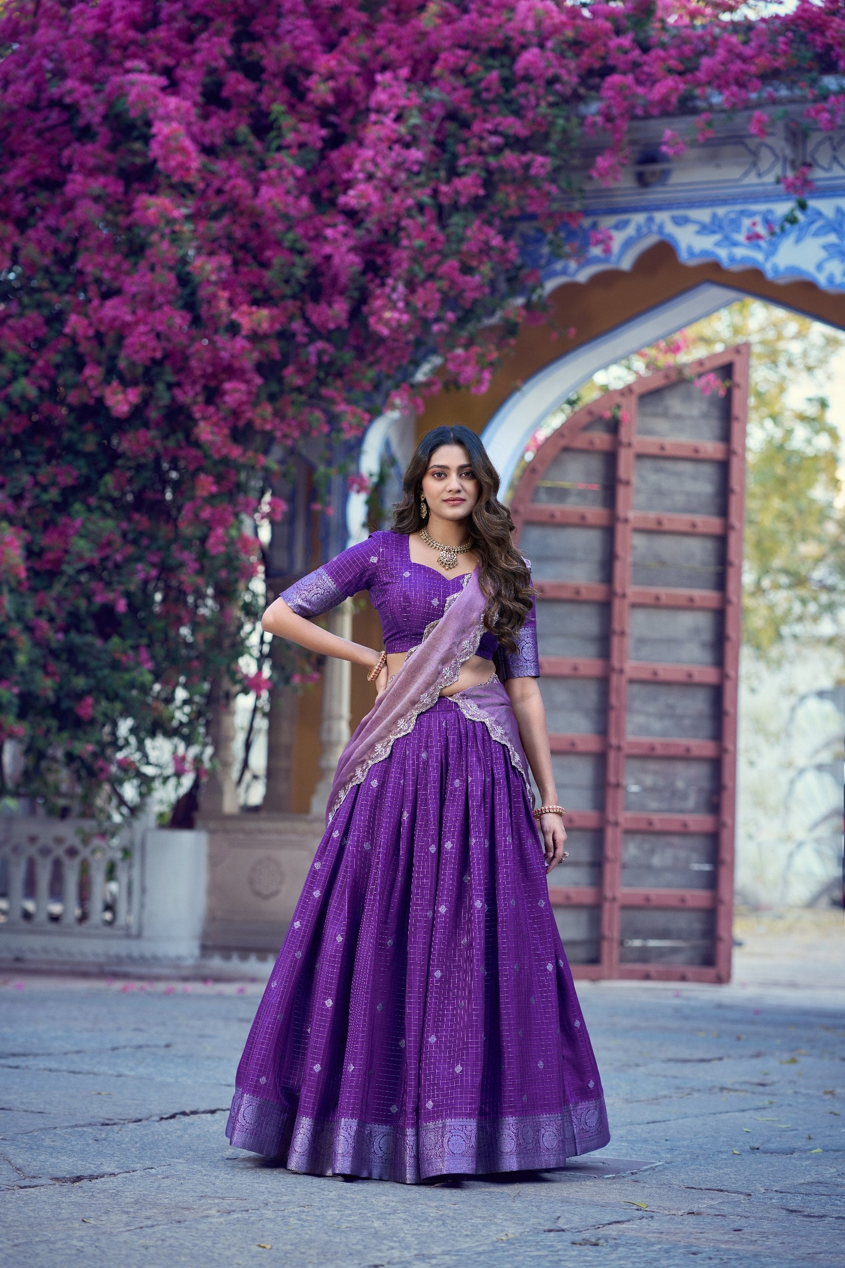 Shreevani Chinon Checks Lehenga Choli