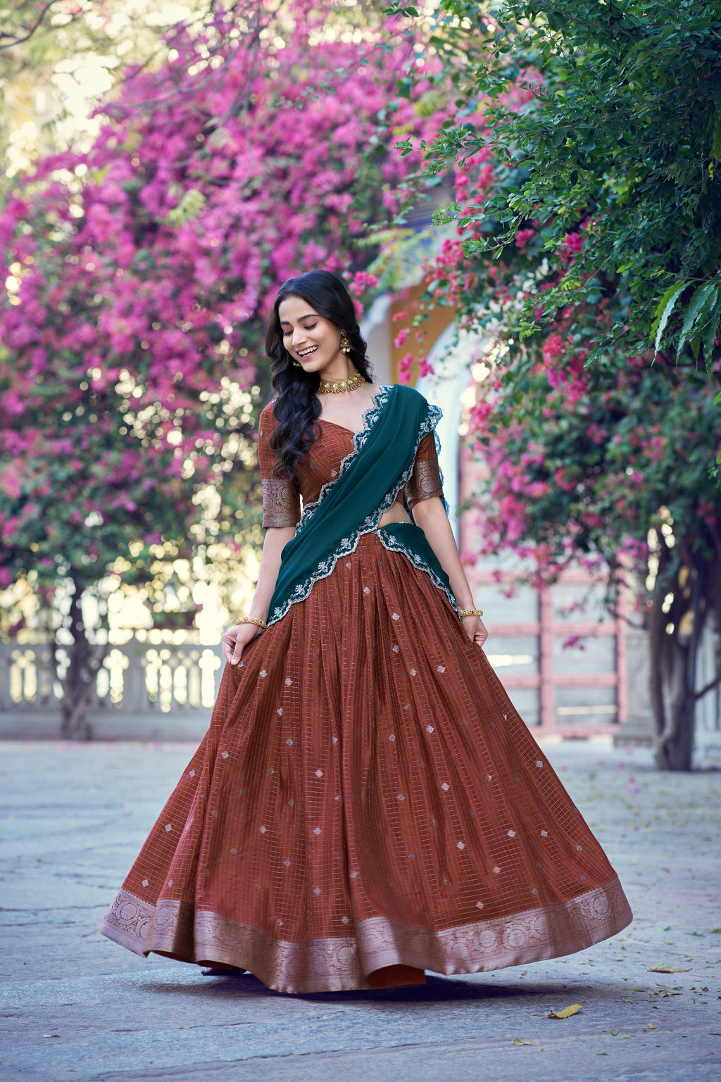 Shreevani Chinon Checks Lehenga Choli