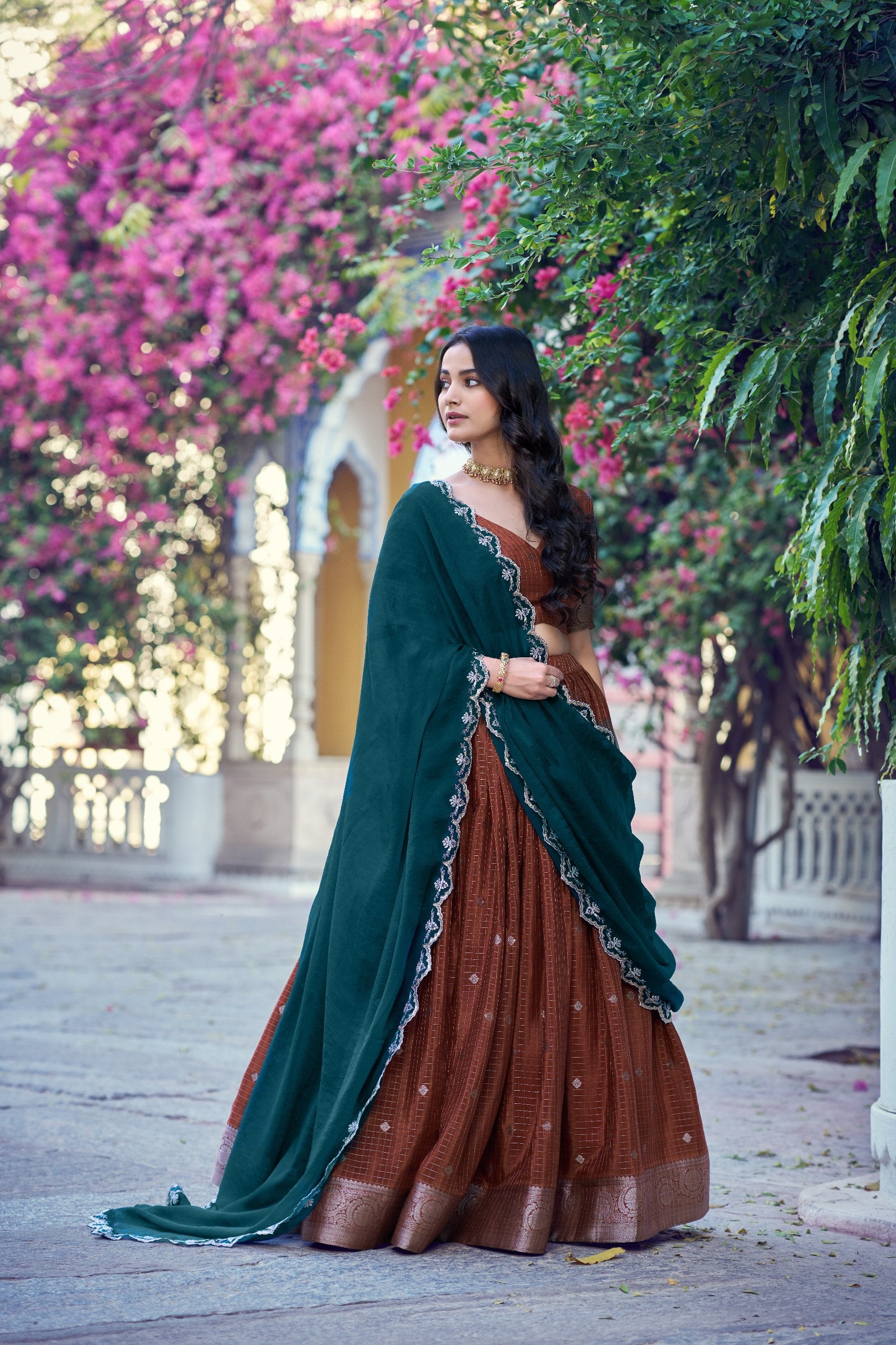 Shreevani Chinon Checks Lehenga Choli