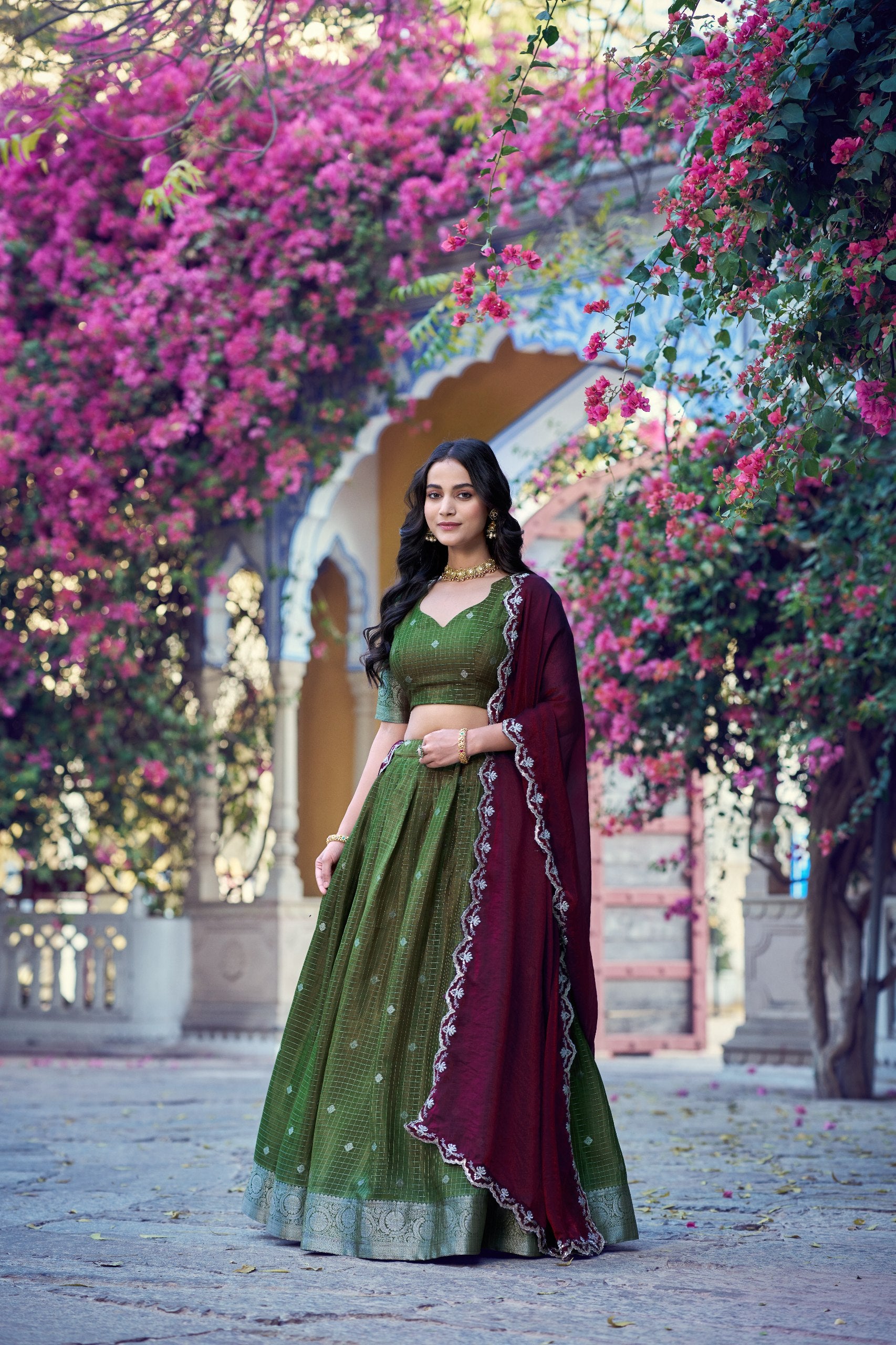 Shreevani Chinon Checks Lehenga Choli