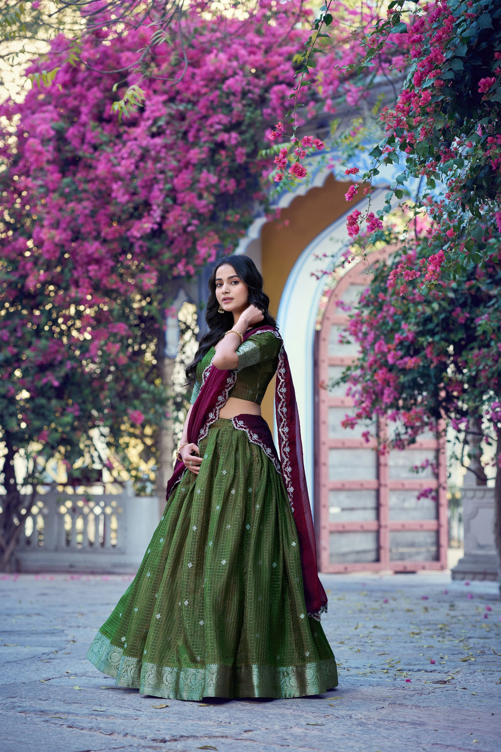 Shreevani Chinon Checks Lehenga Choli