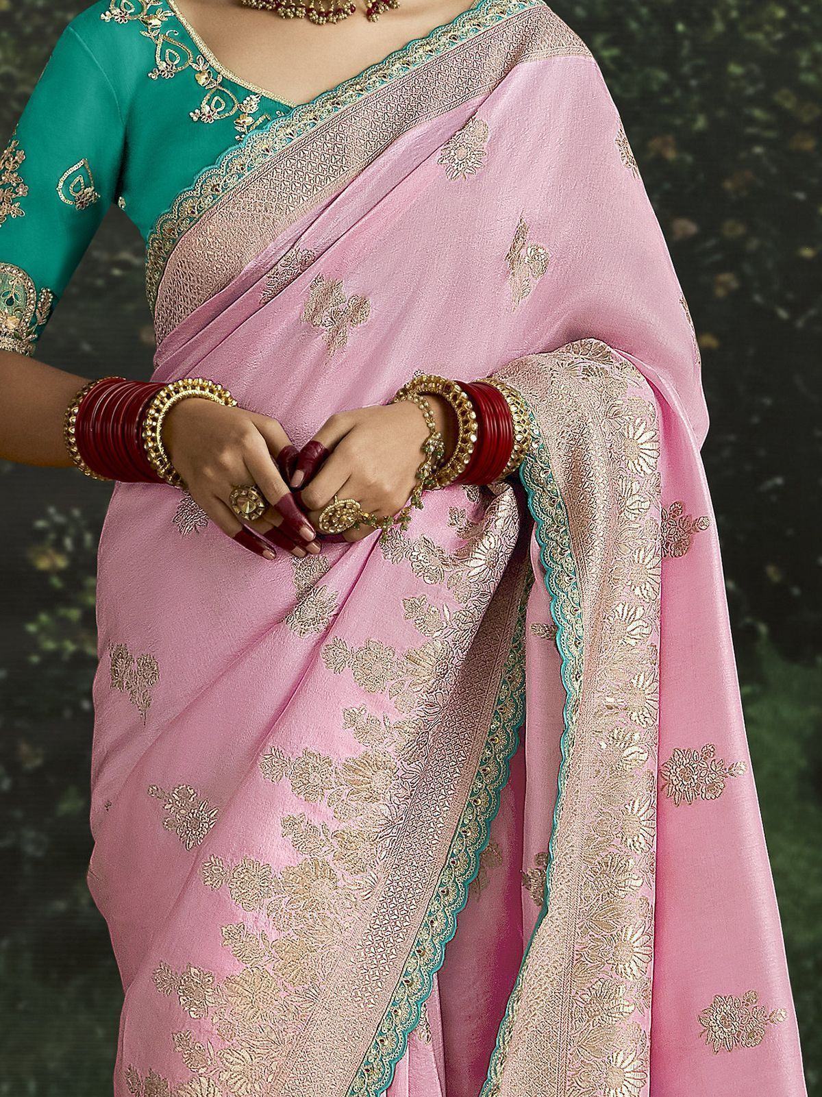 Beautiful Baby Pink Zari Weaving Silk Festival Wear Saree With Blouse