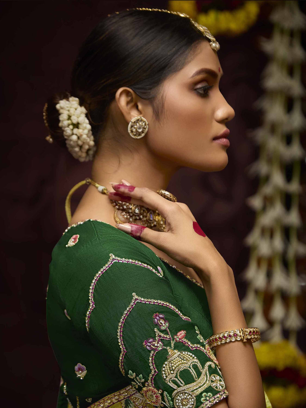 Glamorous Lemon Green Embroidered Kanjivaram Silk Traditional Saree