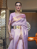 Gorgeous Lavender Zari Woven Silk Festival Wear Saree With Blouse