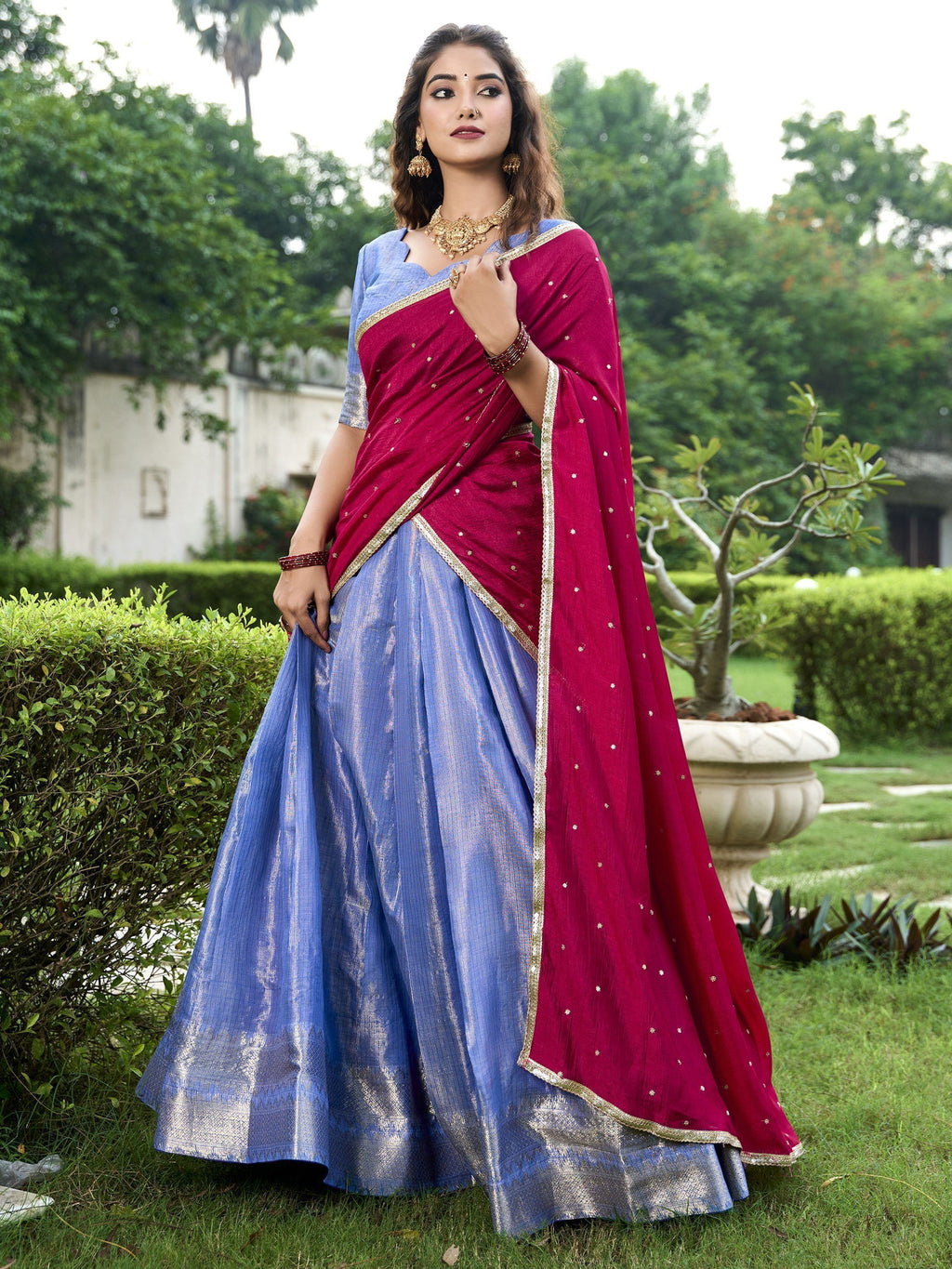 Royal Blue Unique Sea Zari Weaving Silk Function Lehenga Choli With Dupatta