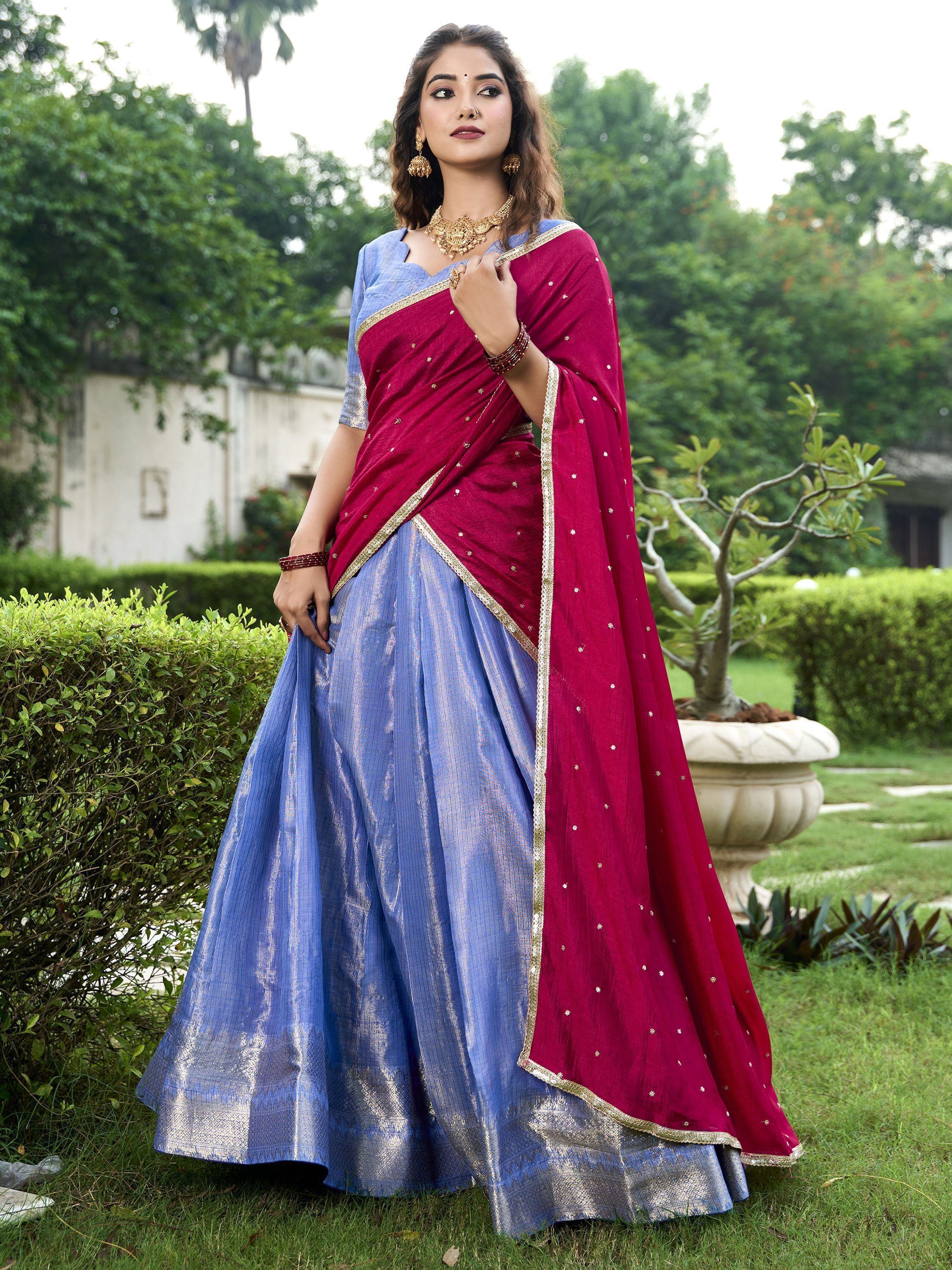 Royal Blue Unique Sea Zari Weaving Silk Function Lehenga Choli With Dupatta