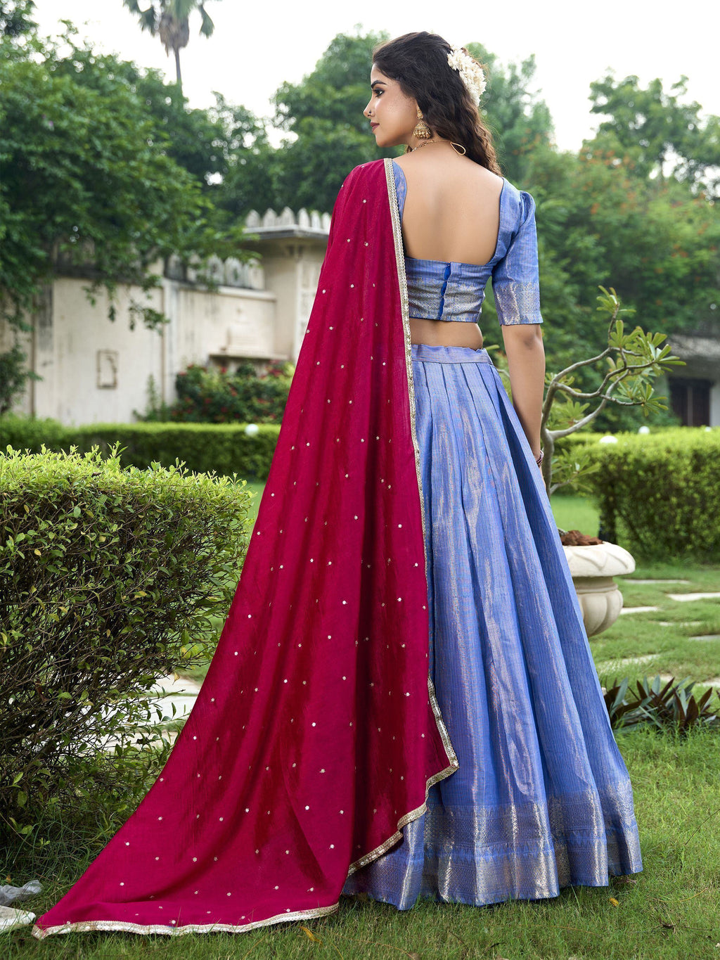 Royal Blue Unique Sea Zari Weaving Silk Function Lehenga Choli With Dupatta