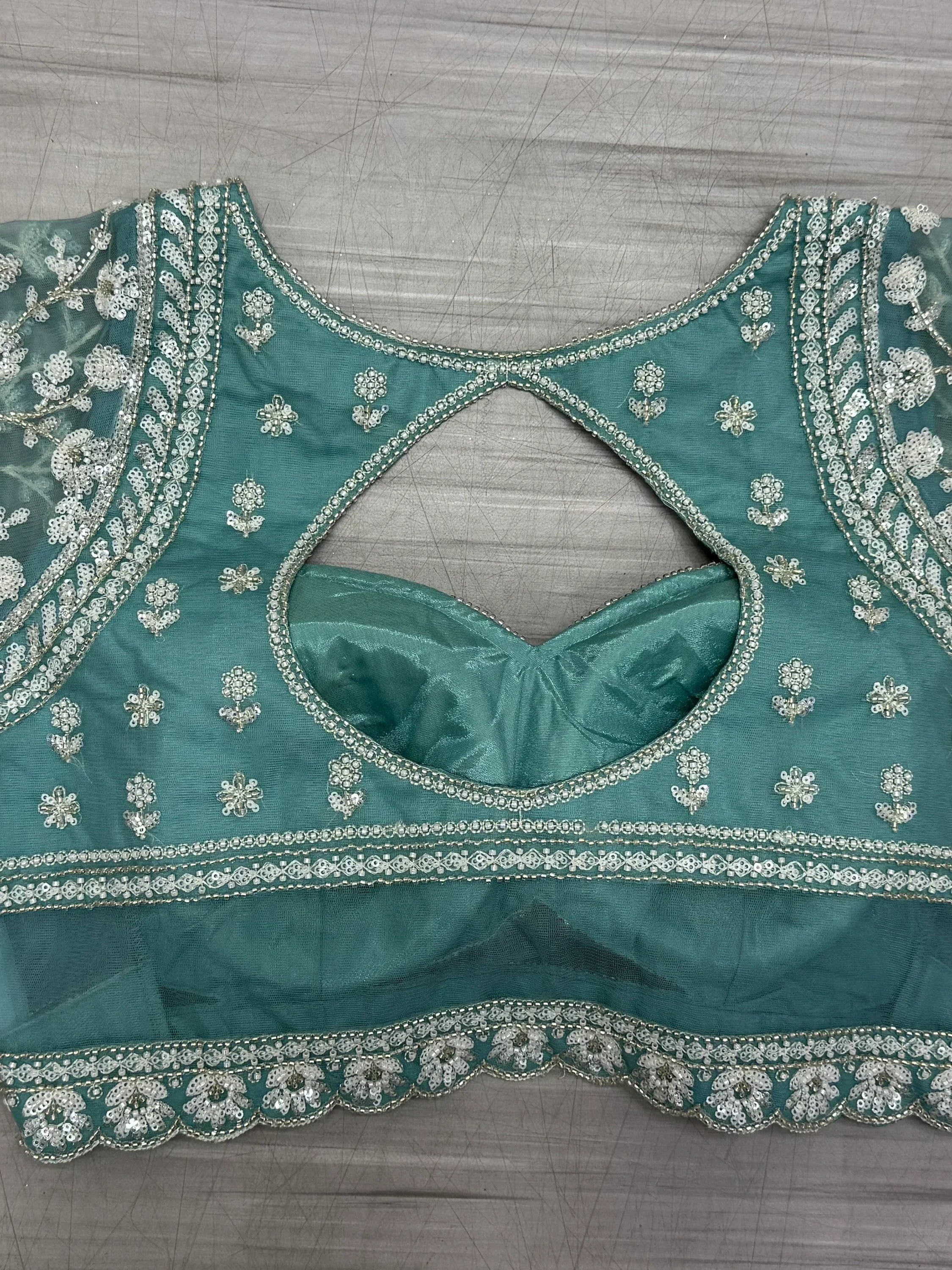 Sky Blue Spectacular Hand Wok Net Bridesmaid Lehenga Choli With Dupatta
