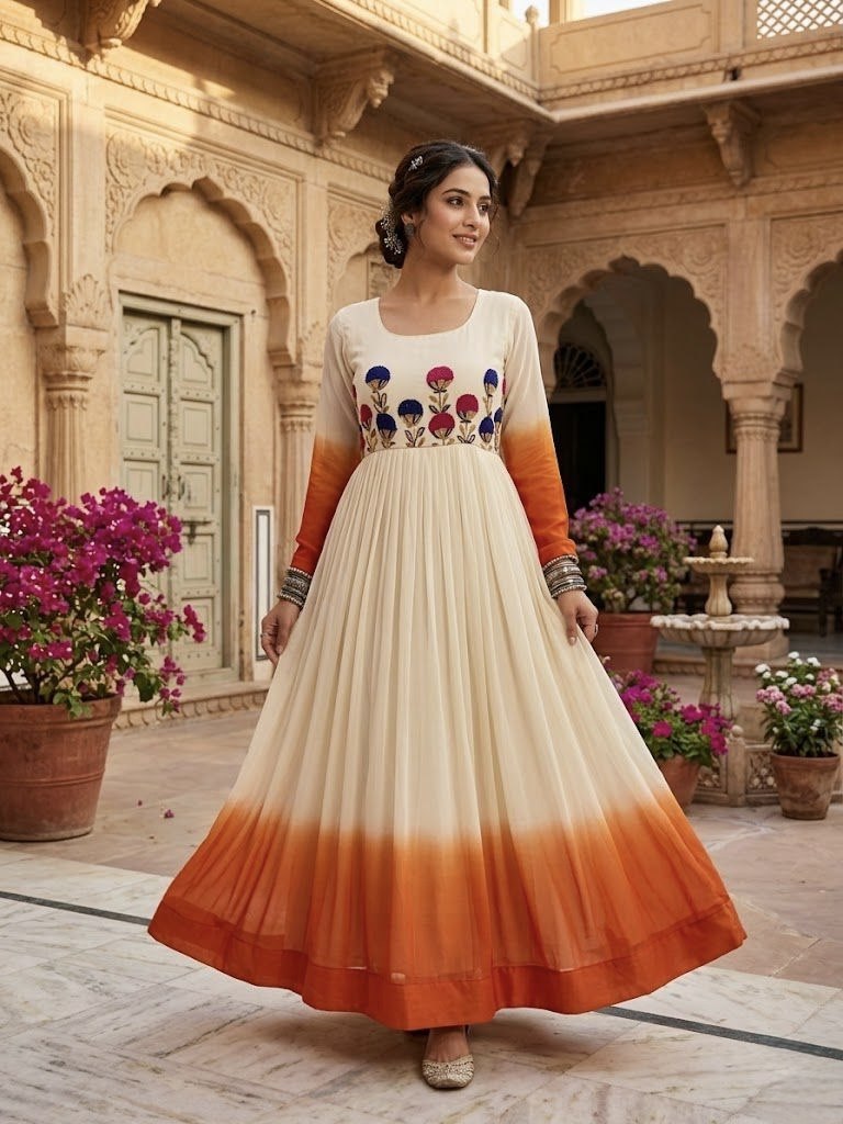 Star Georgette Embroidered Gown