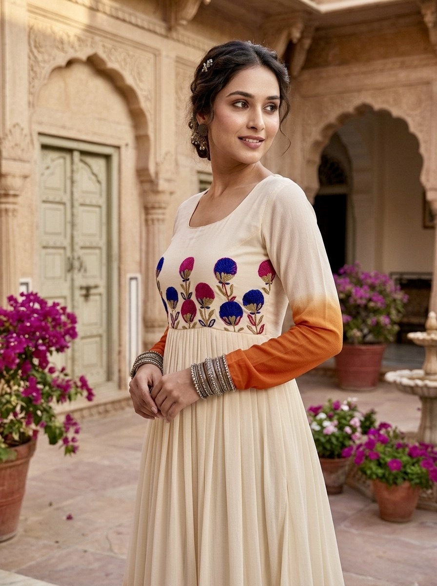 Star Georgette Embroidered Gown