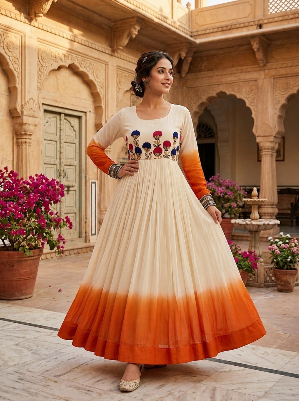 Star Georgette Embroidered Gown