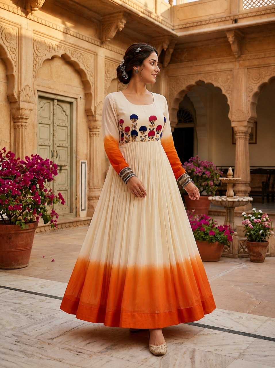 Star Georgette Embroidered Gown