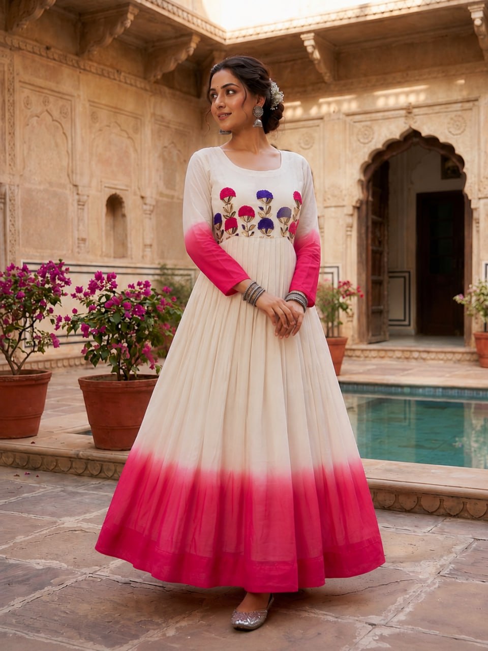 Star Georgette Embroidered Gown