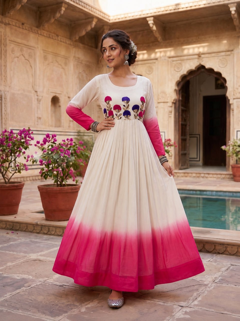 Star Georgette Embroidered Gown