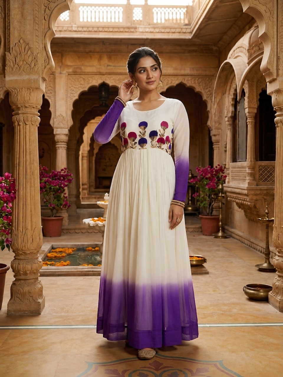Star Georgette Embroidered Gown