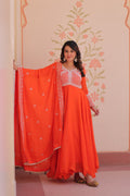 Star Georgette Embroidered Gown with Dupatta