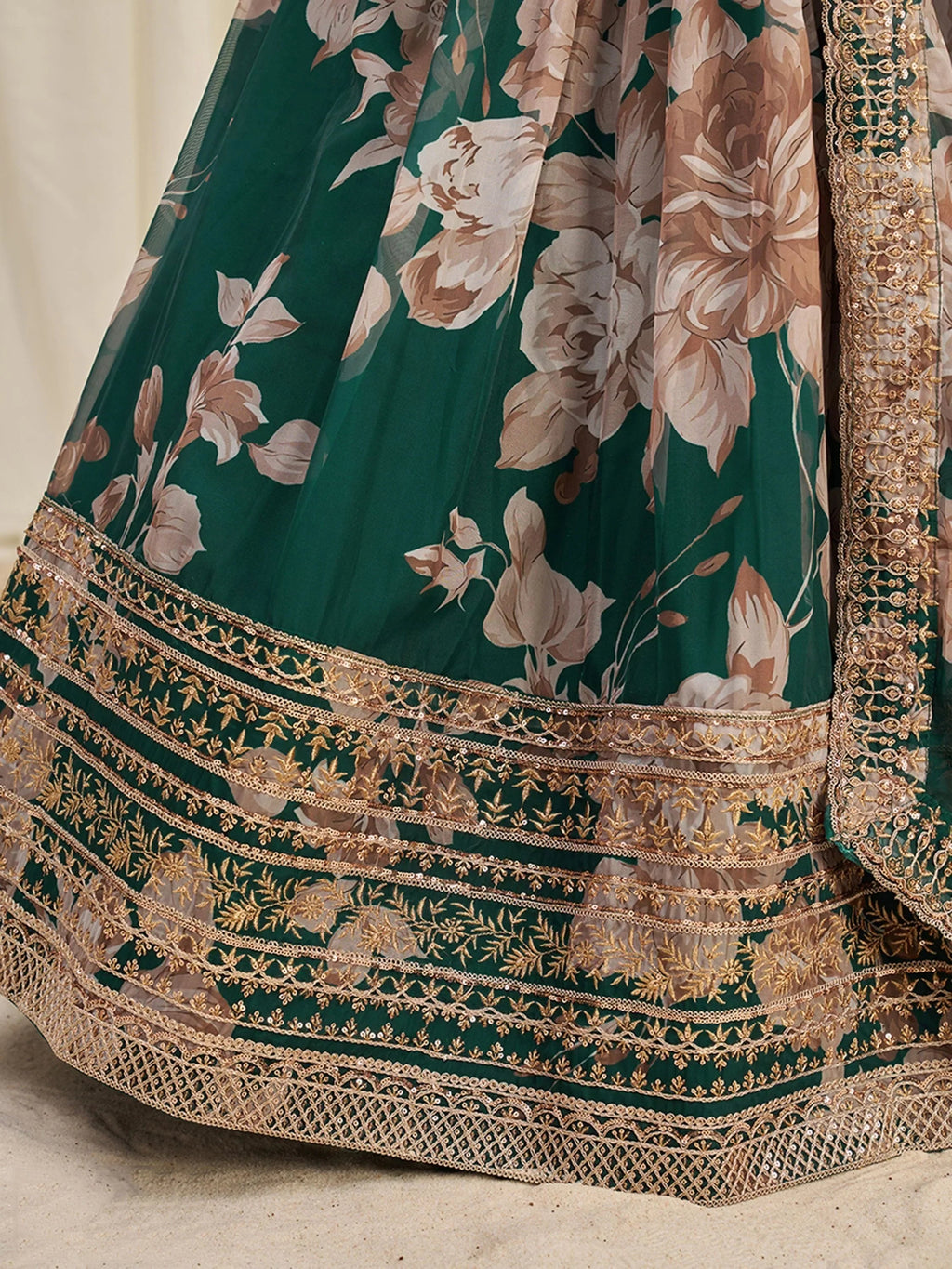 Startling Green Sequins Organza Festival Wear Lehenga Choli With Dupatta