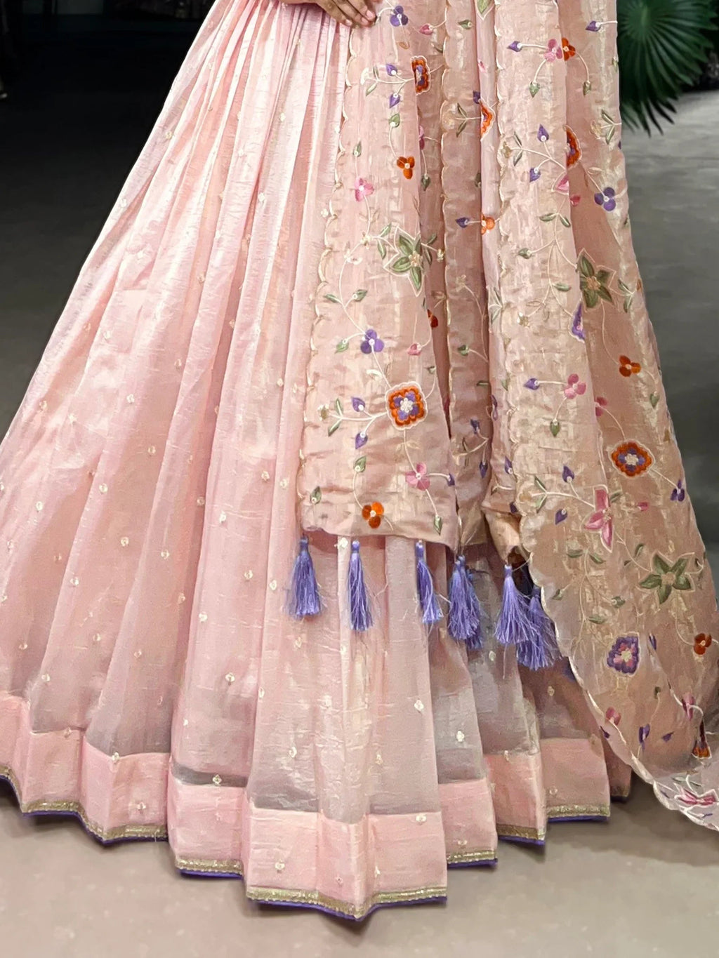 Stunning Light Pink Thread Embroidered Designer Lehenga Choli