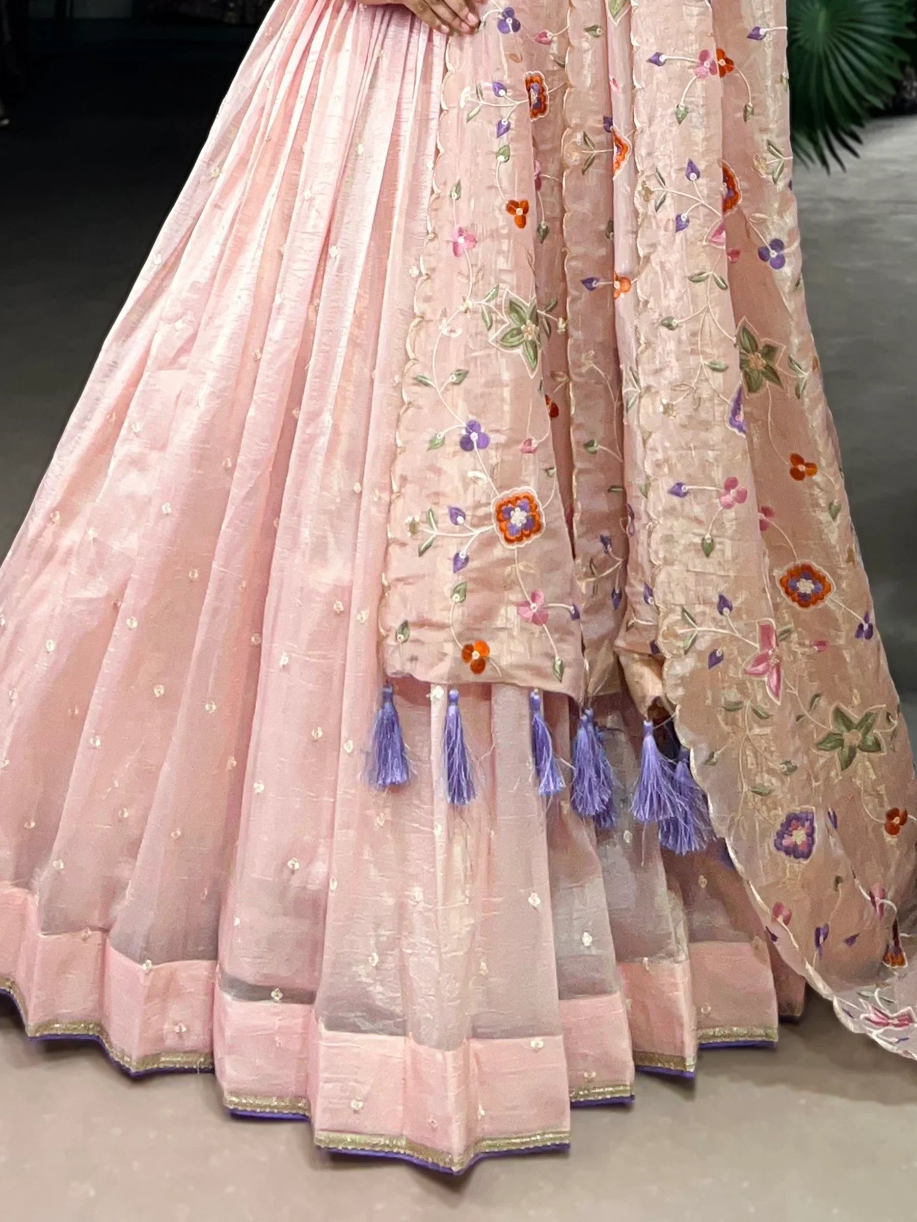 Stunning Light Pink Thread Embroidered Designer Lehenga Choli