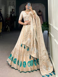Stunning Off-White Weaving Silk Festival Wear Lehenga Choli