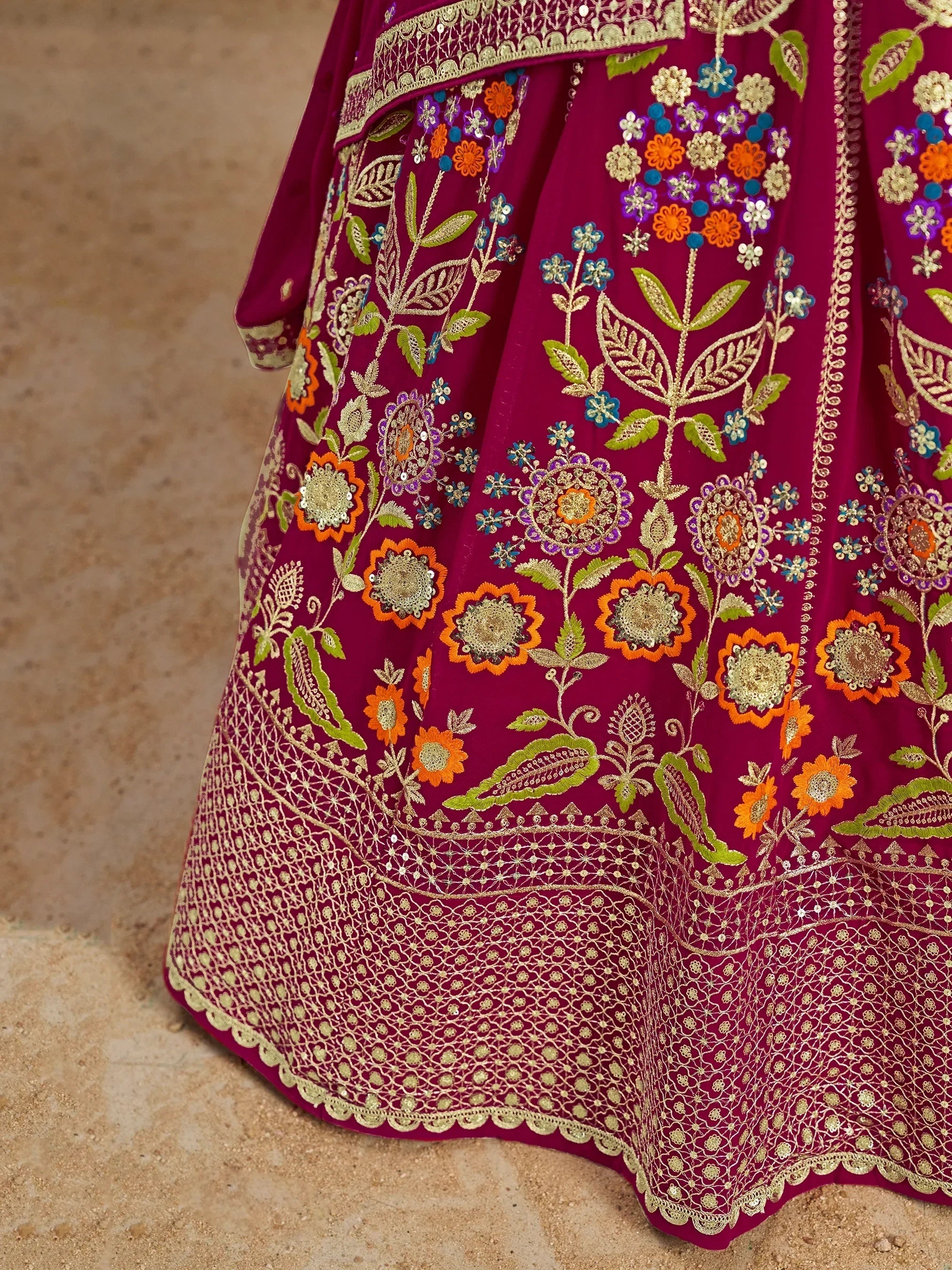 Pink Fantastic Zari Work Georgette Wedding Wear Lehenga Choli