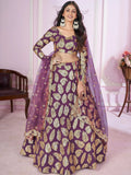 Stunning Purple Sequins Georgette Engagement Wear Lehenga Choli