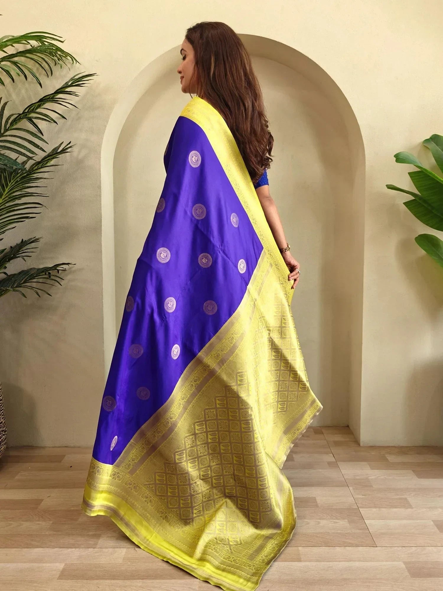 Stunning Royal Blue Silk Zari Weaving Casual Wear Saree With Blouse