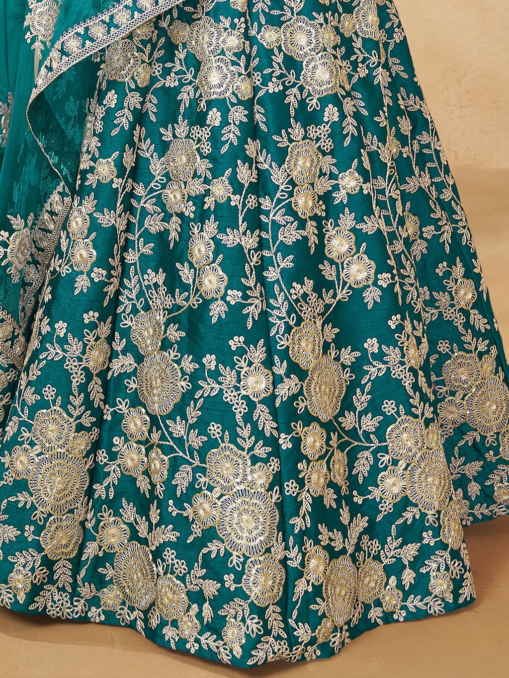 Stunning Teal Green Silk Function Wear Lehenga Choli With Dupatta