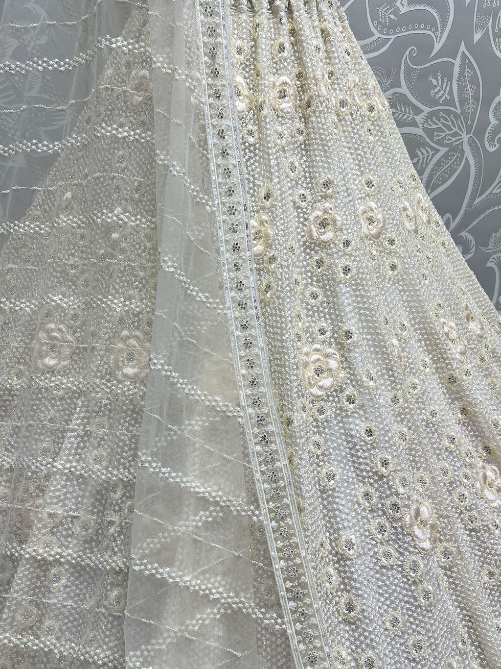White Surprising Sequins Net Party Wear Lehenga Choli With Dupatta
