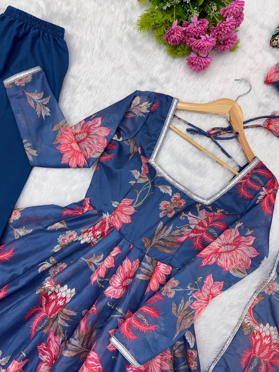 Sunkissed Floral Print Organza Anarkali Suit