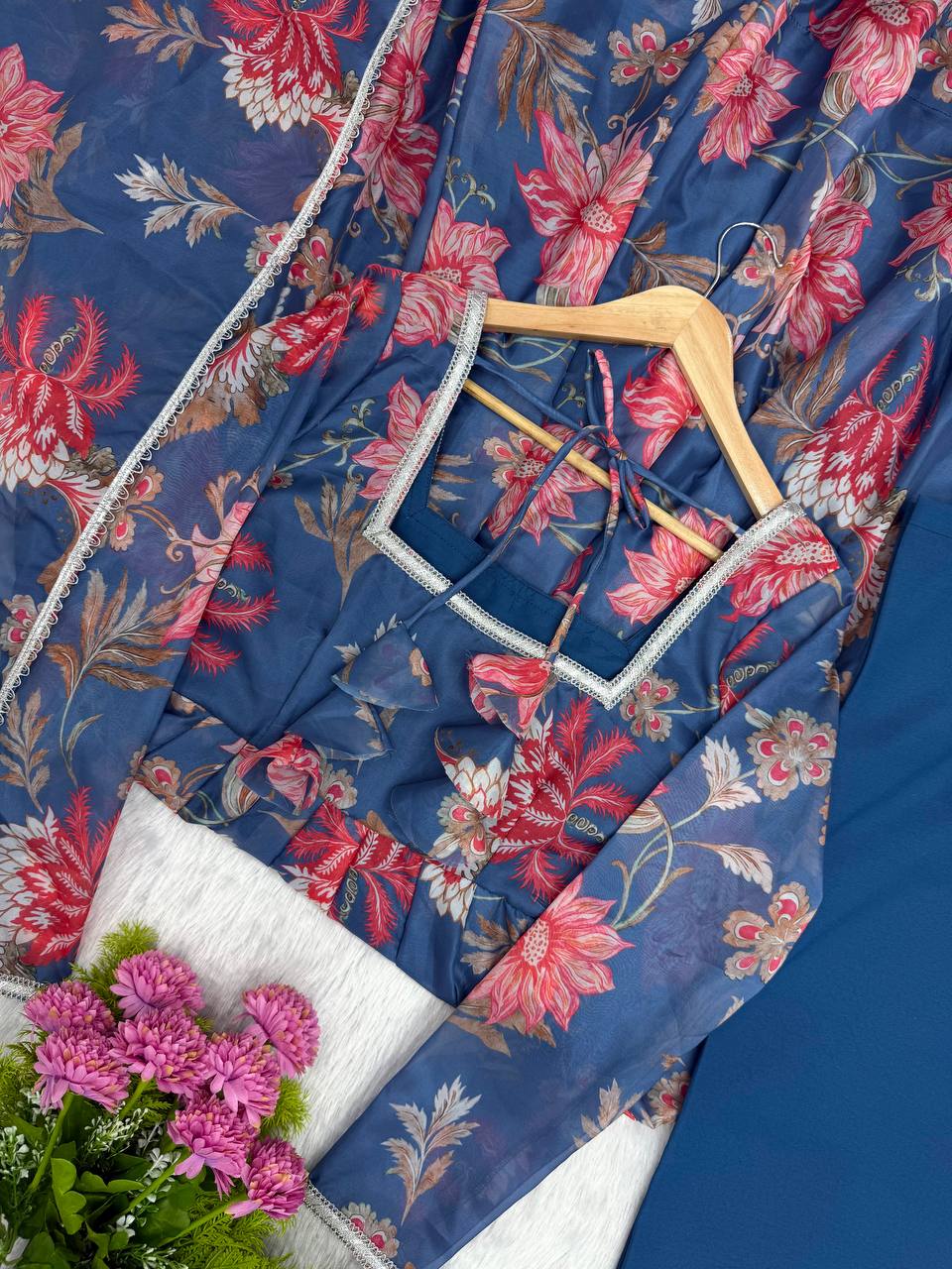 Sunkissed Floral Print Organza Anarkali Suit