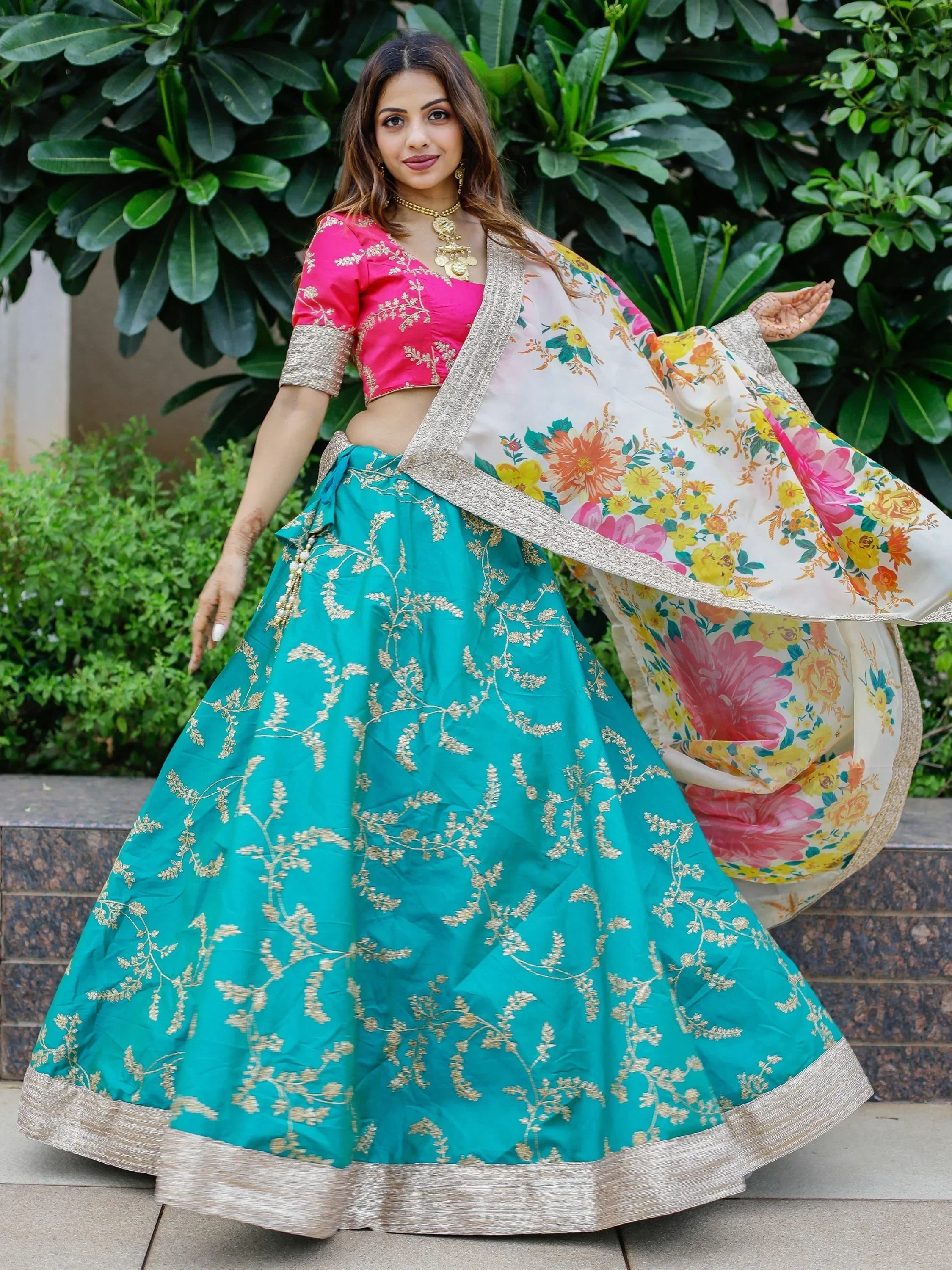 Blue Enthralling Sequins Work Art Silk Sangeet Wear Lehenga Choli