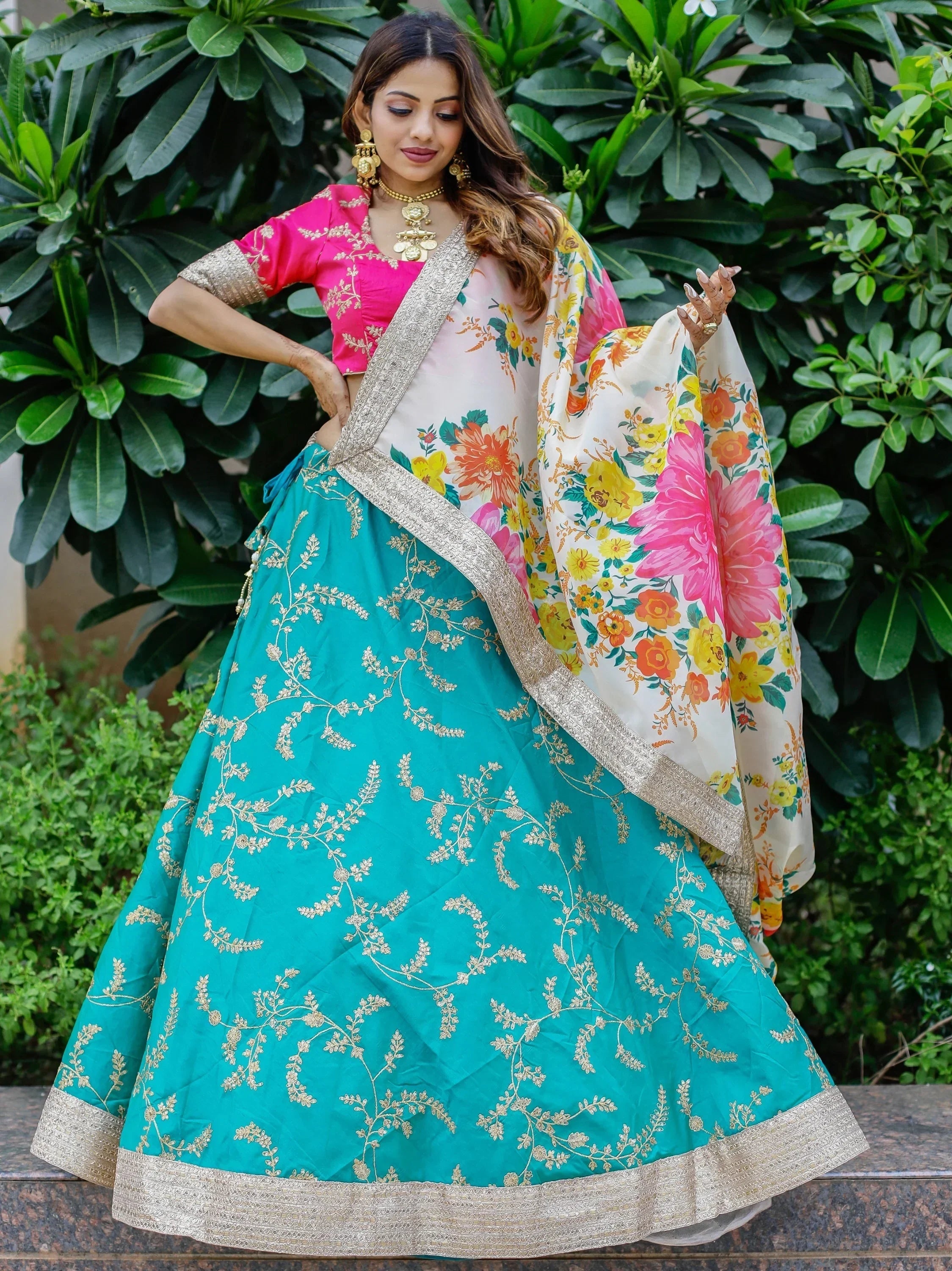 Blue Enthralling Sequins Work Art Silk Sangeet Wear Lehenga Choli