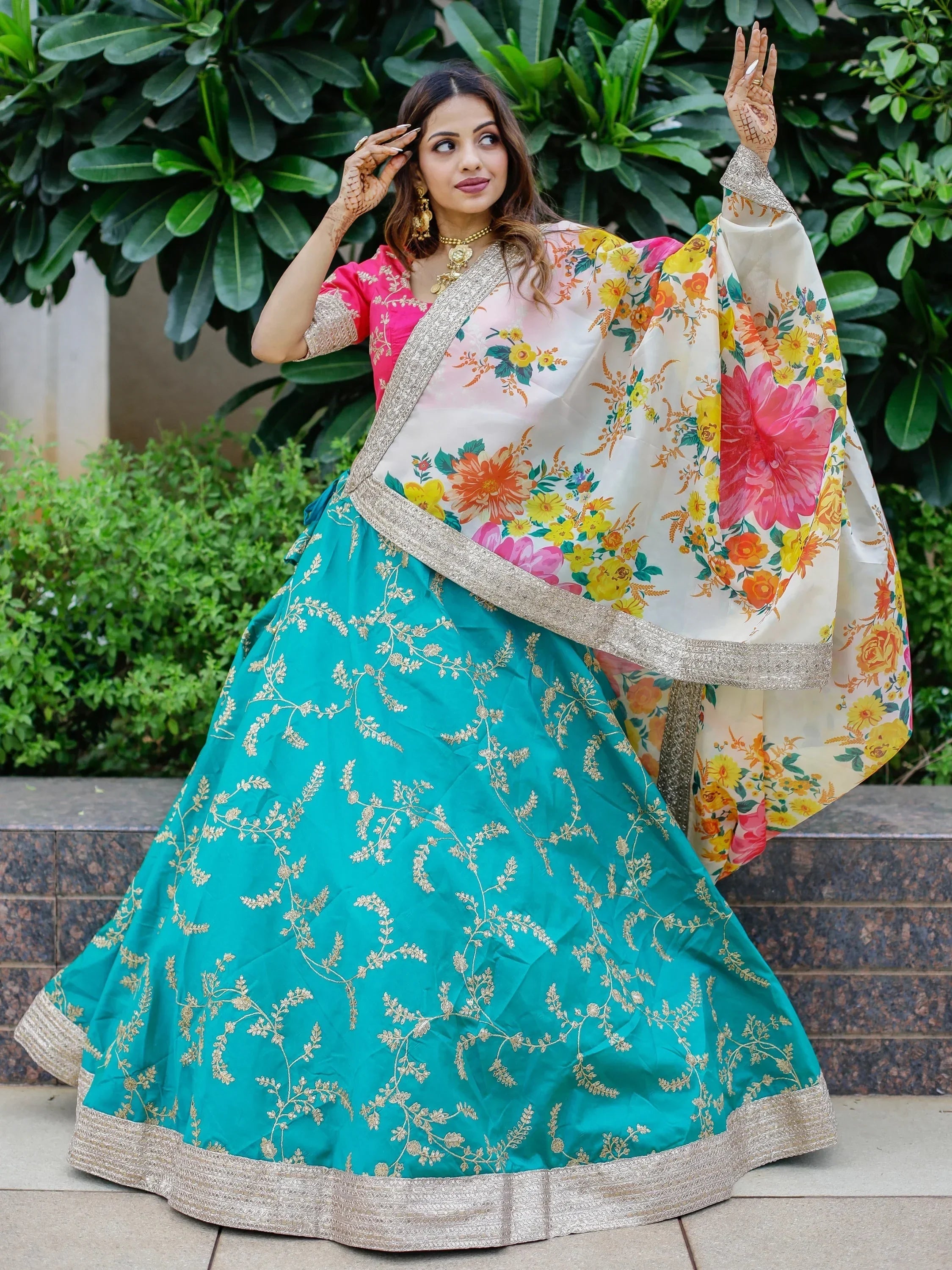 Blue Enthralling Sequins Work Art Silk Sangeet Wear Lehenga Choli