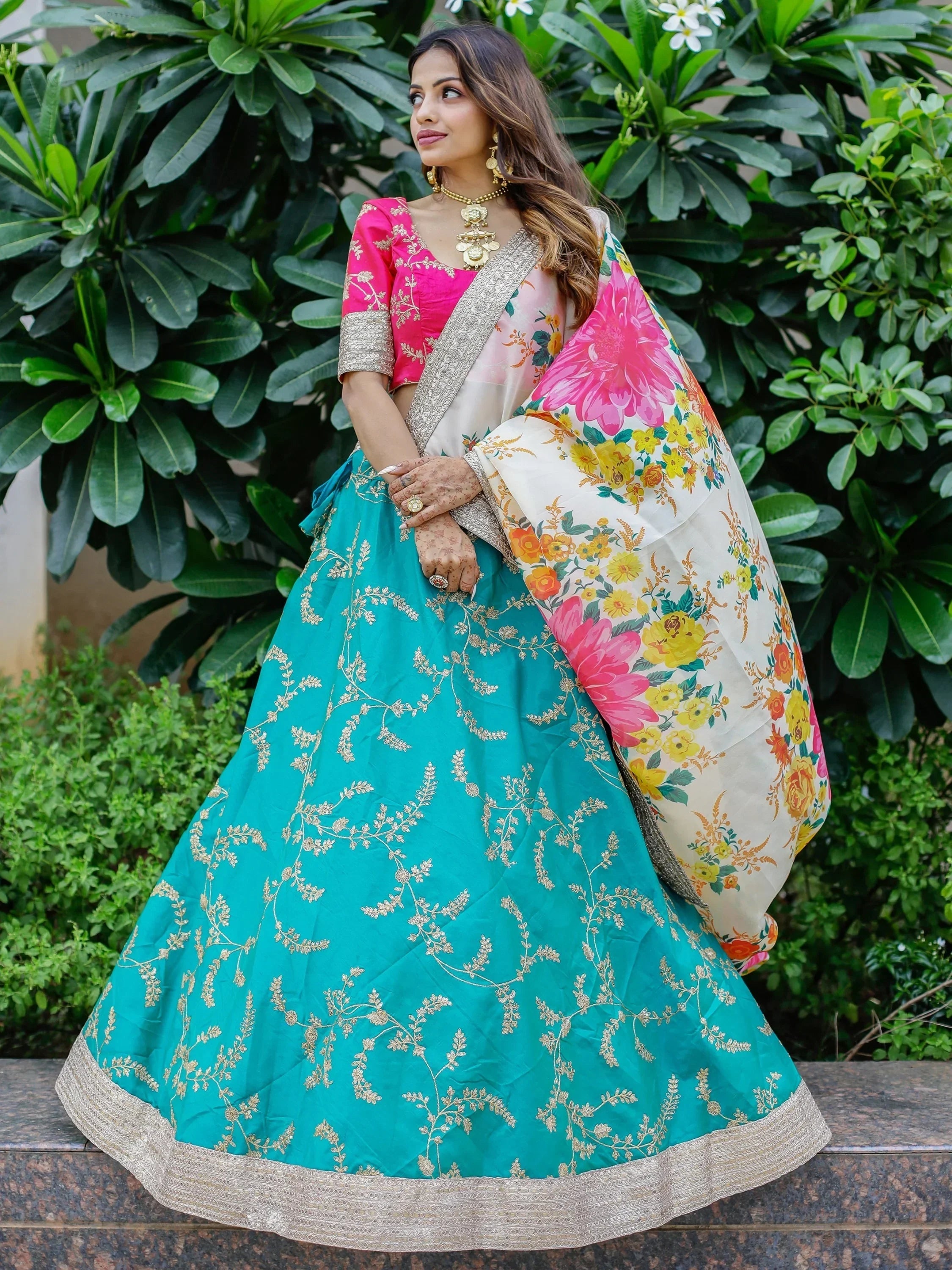 Blue Enthralling Sequins Work Art Silk Sangeet Wear Lehenga Choli