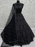 Black Surprising Sequins Net Party Wear Lehenga Choli With Dupatta