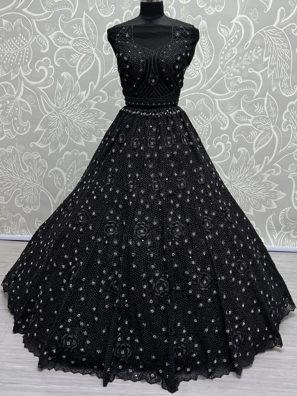 Black Surprising Sequins Net Party Wear Lehenga Choli With Dupatta