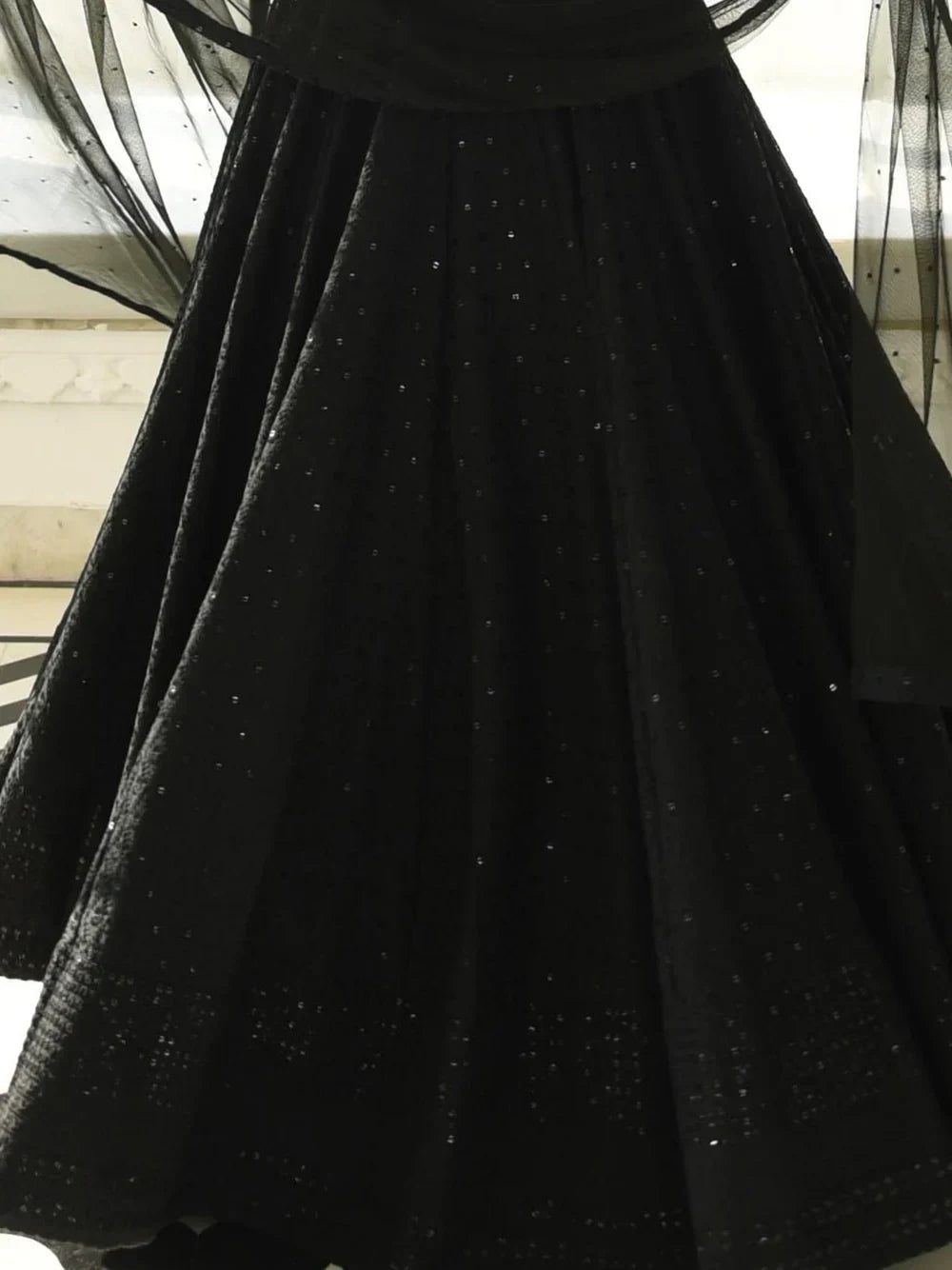 Black Sweet Sequins Georgette Reception Wear Lehenga Choli