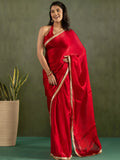 Sweet Red Bordered Chiffon Ready To Wear Saree