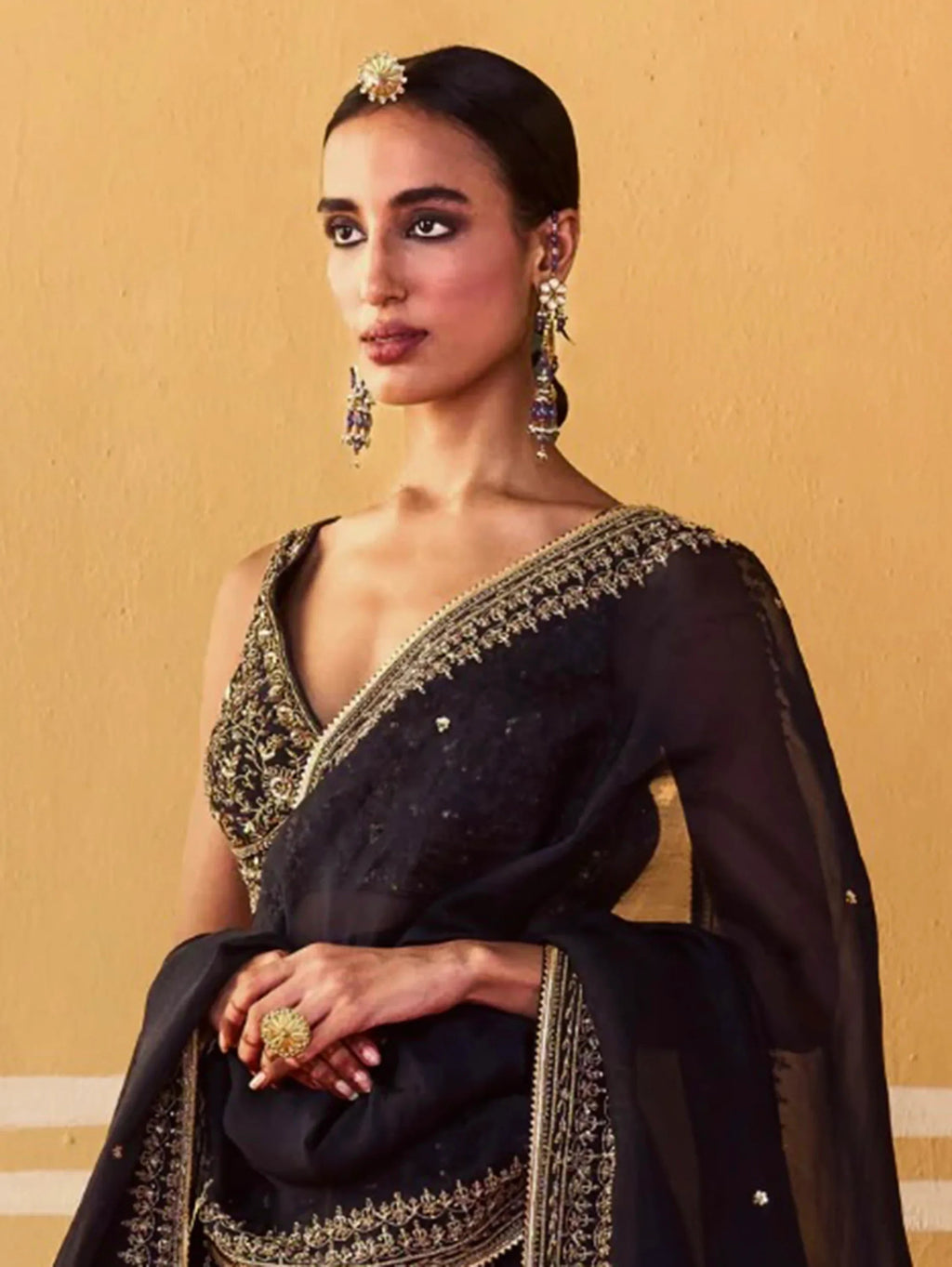 Sparkling Black Sequins Work Silk Reception Wear Lehenga Choli