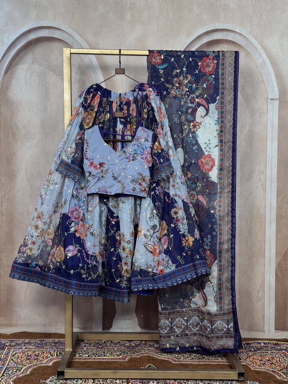 Tabby Silk Digital Printed Lehenga Choli with Embroidery