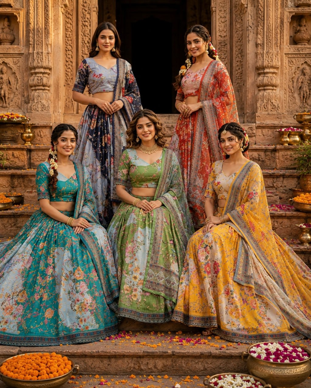 Tabby Silk Digital Printed Lehenga Choli with Embroidery