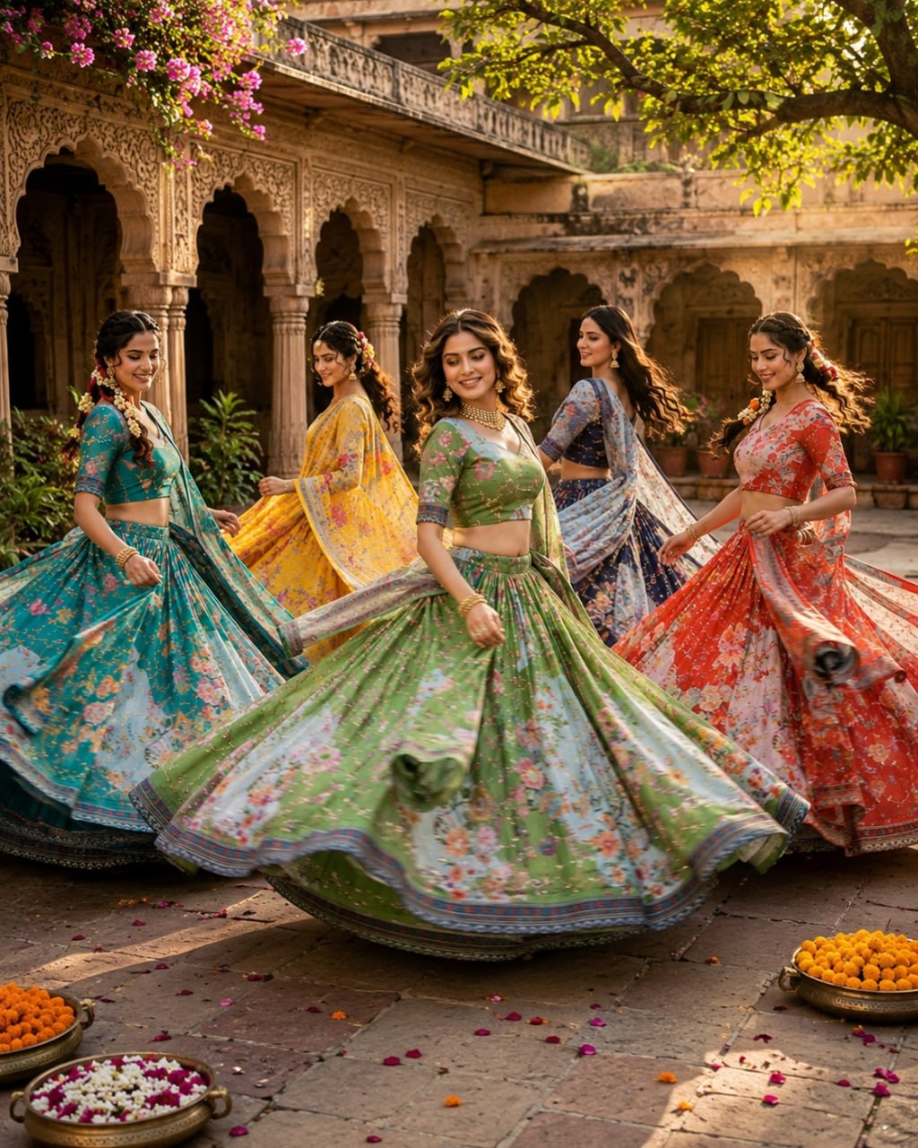 Tabby Silk Digital Printed Lehenga Choli with Embroidery