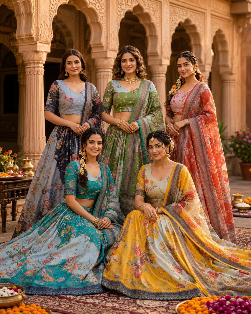 Tabby Silk Digital Printed Lehenga Choli with Embroidery