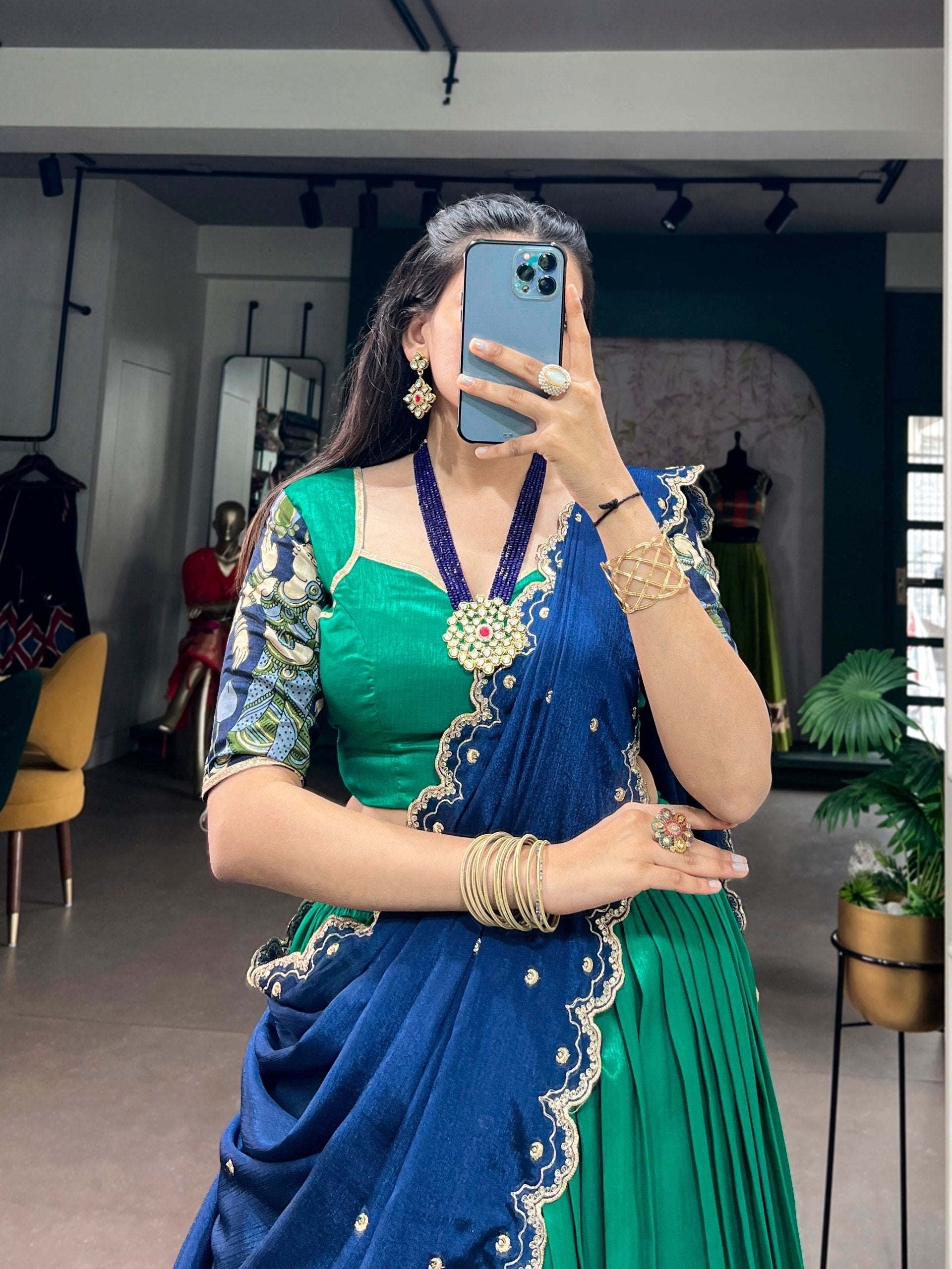 Tasar Silk Kalamkari Print Lehenga Choli