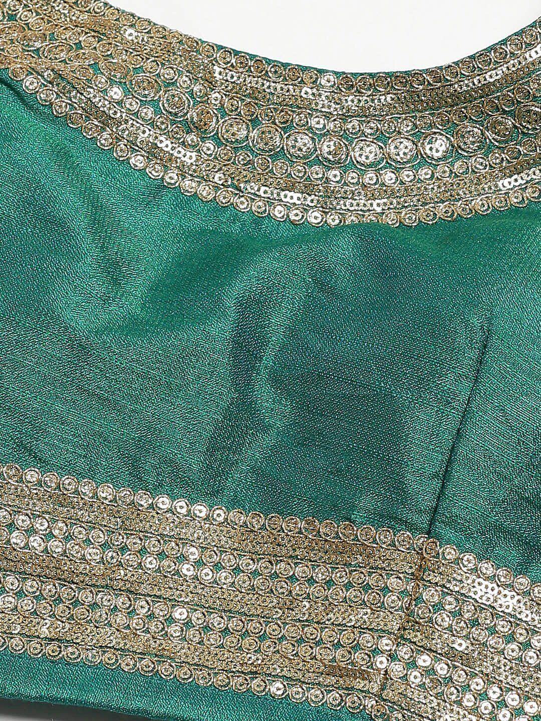 Turquoise Semi-Stitched Myntra Wedding Wear Lehenga & Unstitched Blouse with Dupatta