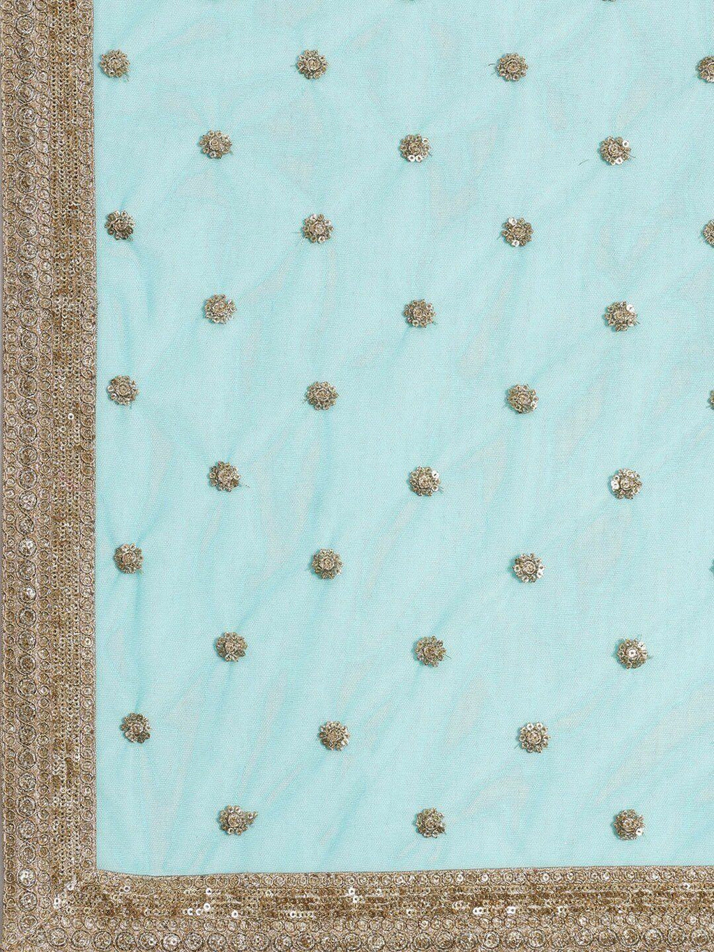 Turquoise Semi-Stitched Myntra Wedding Wear Lehenga & Unstitched Blouse with Dupatta