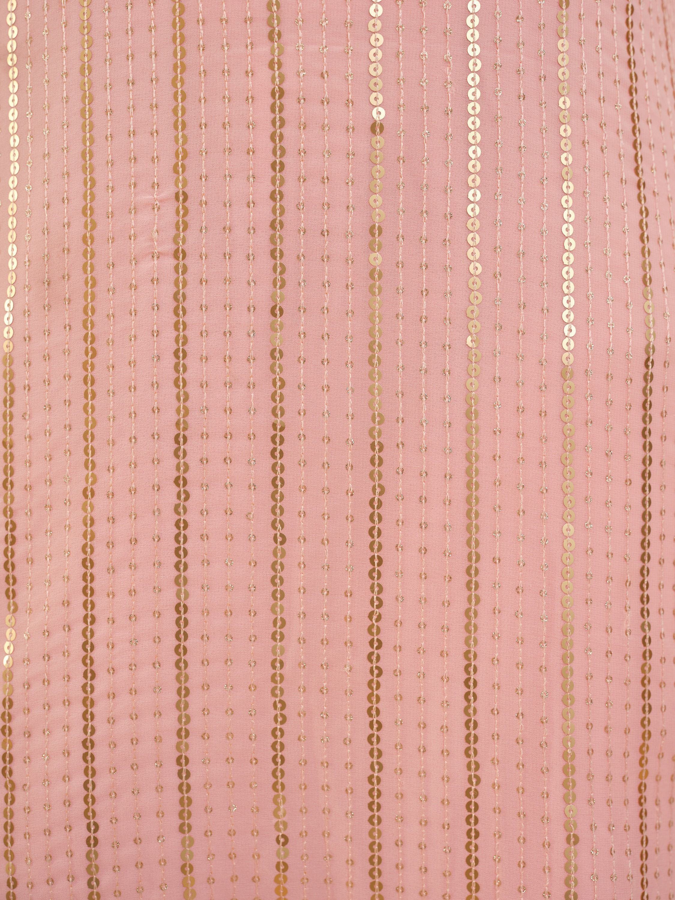 Gorgeous Baby Pink Sequins Georgette Event Wear Palazzo Suit
