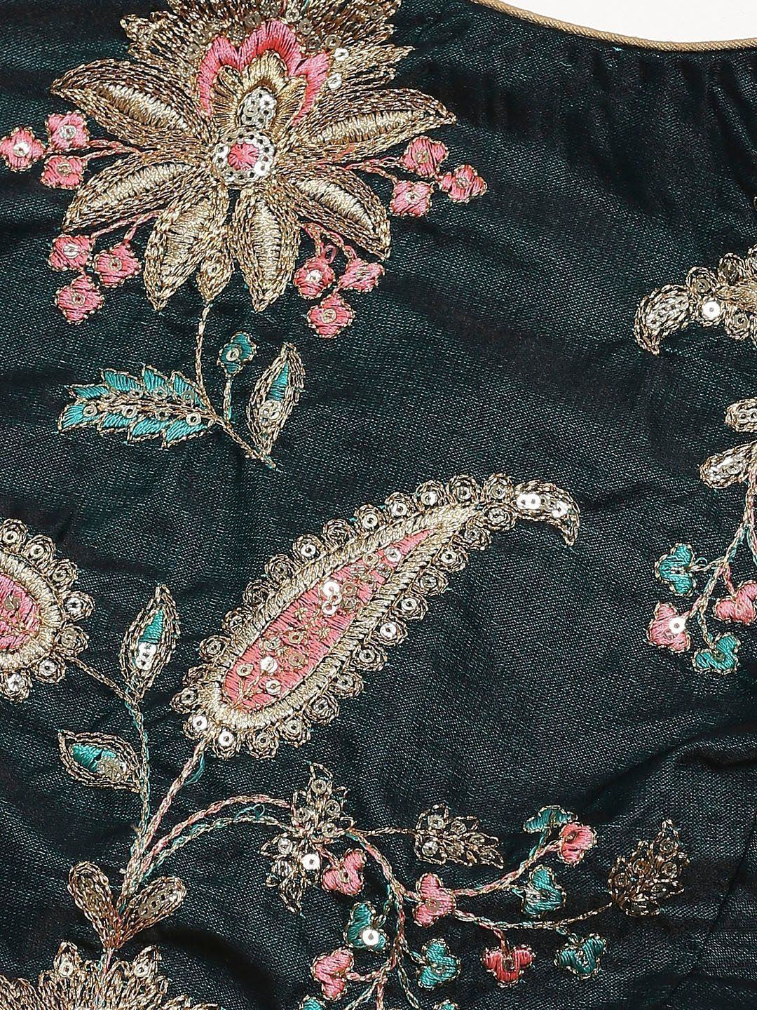 Green Semi-Stitched Myntra Lehenga & Unstitched Blouse with 2 Dupattas